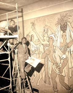 Jean Cocteau peint la salle des mariages à Menton